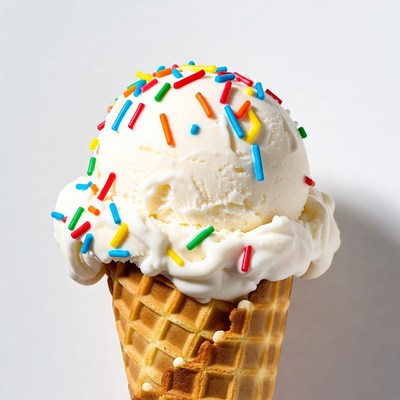 Vanilla Ice Cream Cone with Sprinkles