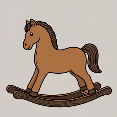 Brown Rocking Horse Illustration
