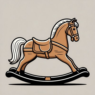 Brown Rocking Horse Illustration