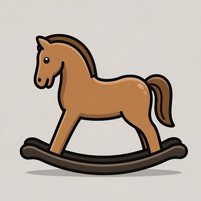 Brown Rocking Horse Illustration