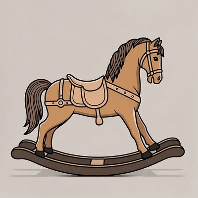 Brown Rocking Horse Illustration