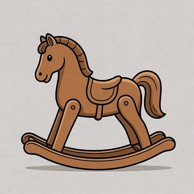 Brown Rocking Horse Illustration