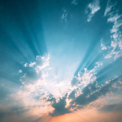 Dramatic Sun Rays Through Clouds