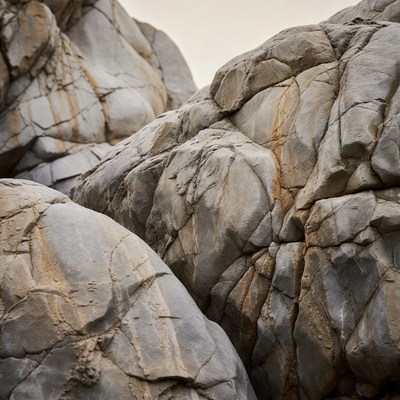 Large Gray Rocks with Orange Streaks