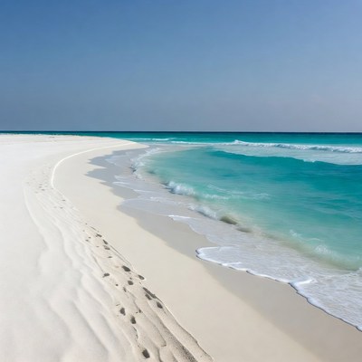 Sandy beach with turquoise waves