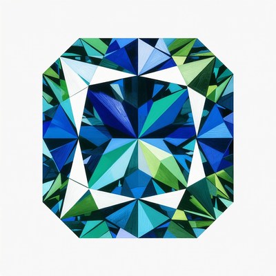 Blue Green Square Cut Gemstone