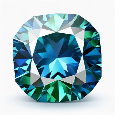 Sparkling Blue Green Octagonal Gemstone