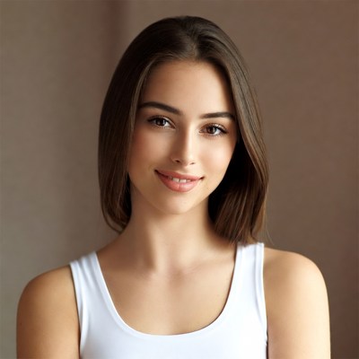 Young woman with brown hair smiling