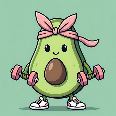 Cute Avocado Lifting Dumbbells