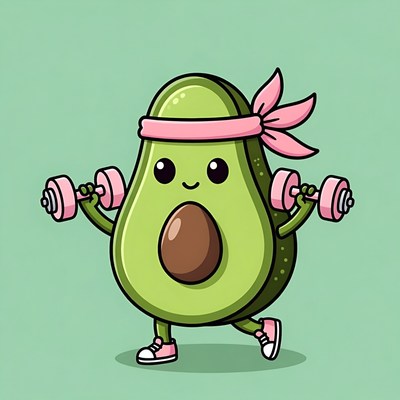 Cute Avocado Lifting Dumbbells