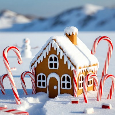Gingerbread house with candy canes