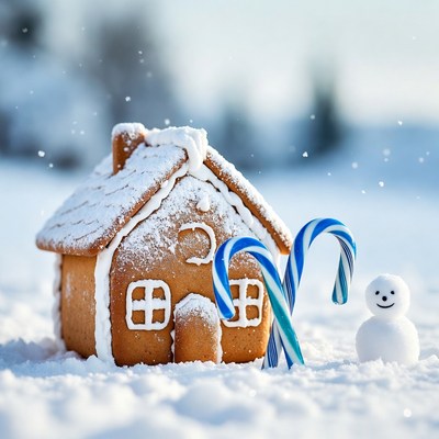 Gingerbread house with candy canes