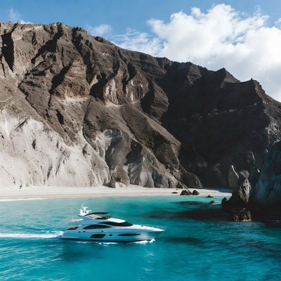 Luxury Yacht Cruising Turquoise Bay