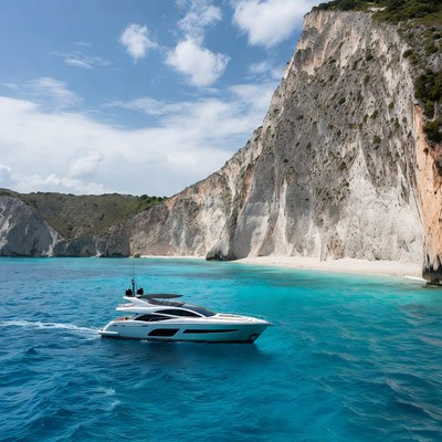 Luxury Yacht Sailing Near White Cliffs
