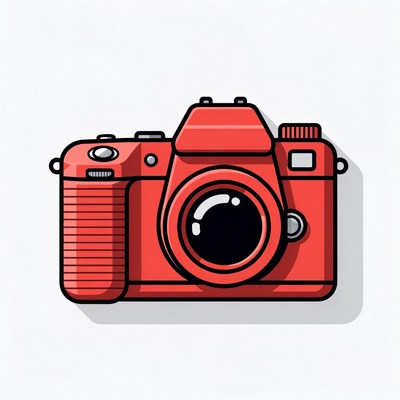 Red DSLR Camera Illustration