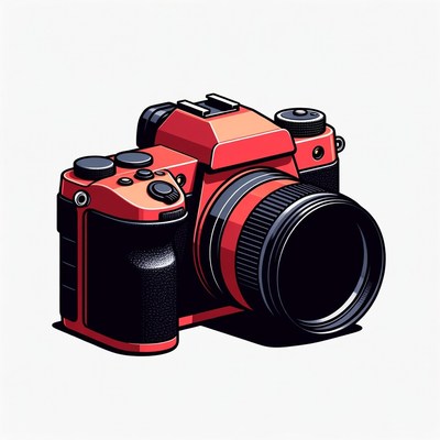 Red DSLR Camera Illustration