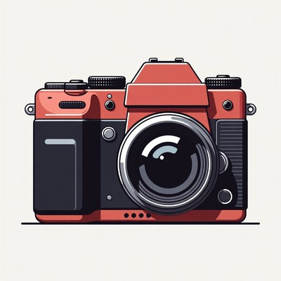 Red SLR Camera Illustration