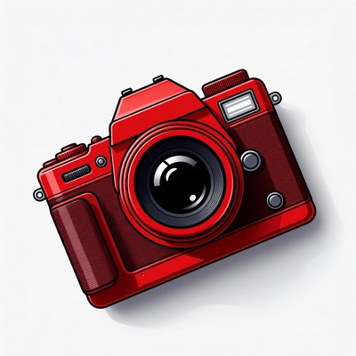 Red DSLR Camera Illustration