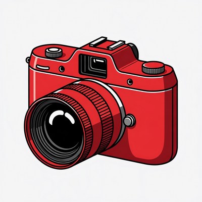 Red vintage camera illustration