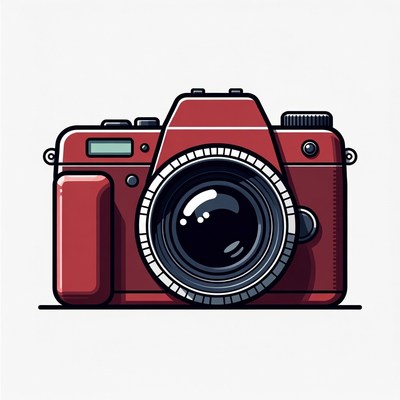 Red DSLR Camera Illustration