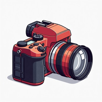 Red DSLR Camera Illustration