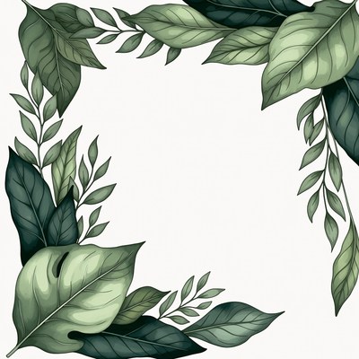 Green Leaf Corner Border Illustration