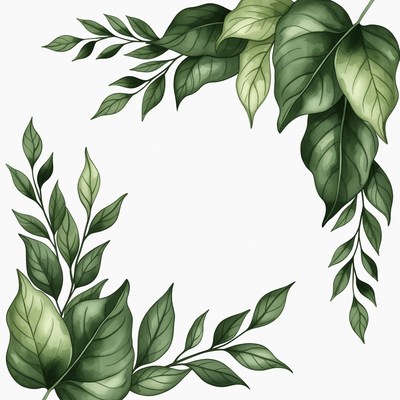 Green Leaf Corner Illustration