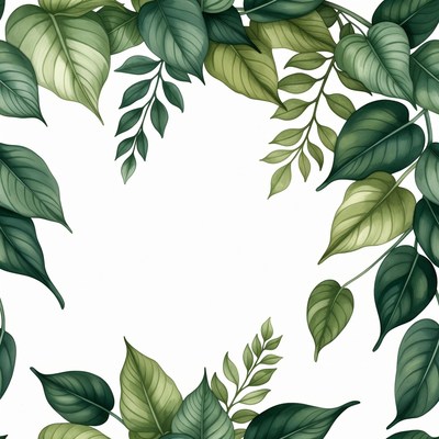 Green Leaf Border Illustration