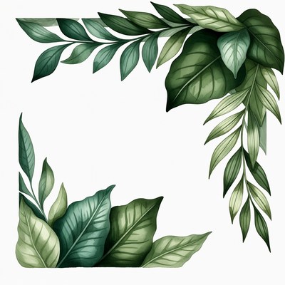 Green Leaf Corner Border Illustration