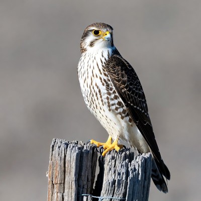 Peregrine Falcon on Wooden Post