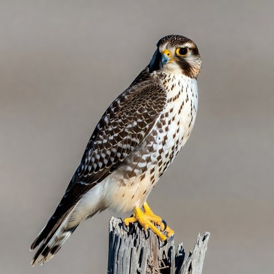 Peregrine Falcon Perched on Post