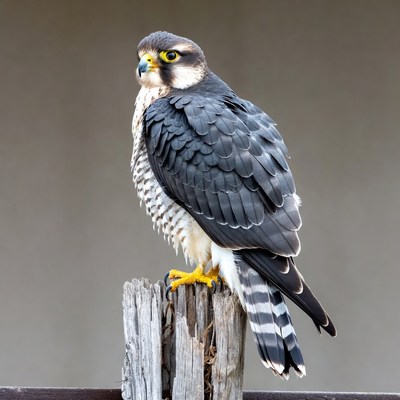 Peregrine Falcon Perched on Post