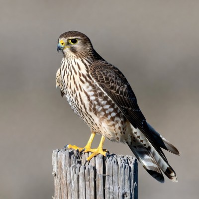 American Kestrel Perched on Post