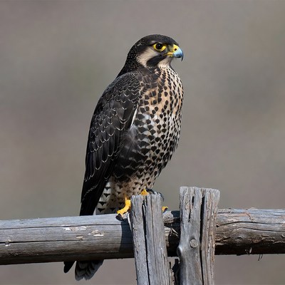 Peregrine Falcon Perched on Fence