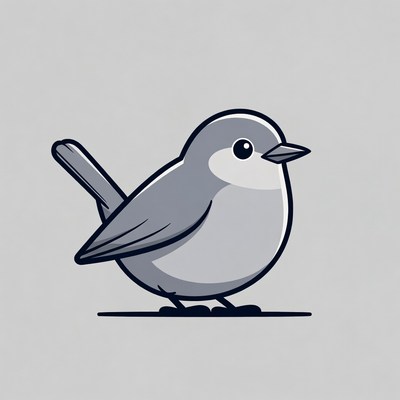Cute gray chickadee illustration