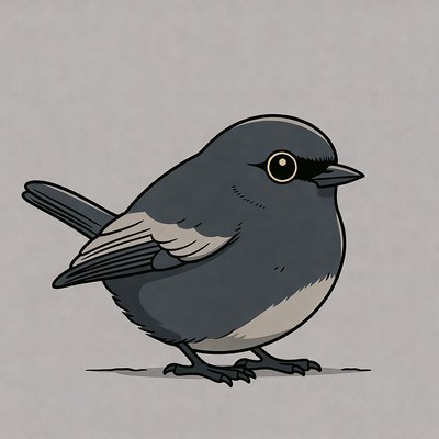 Cute gray bird illustration