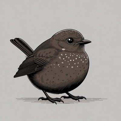 Cute chubby brown bird illustration
