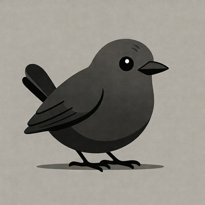 Cute black bird illustration