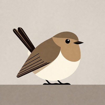 Cartoon European Robin Bird