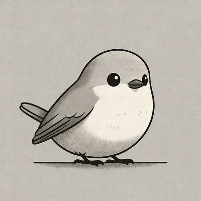 Cute gray chickadee illustration