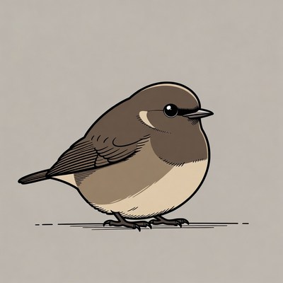 Cute chubby brown bird illustration
