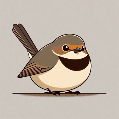 Cute chubby rufous-winged sparrow illustration