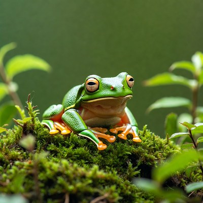 Red-eyed tree frog on moss