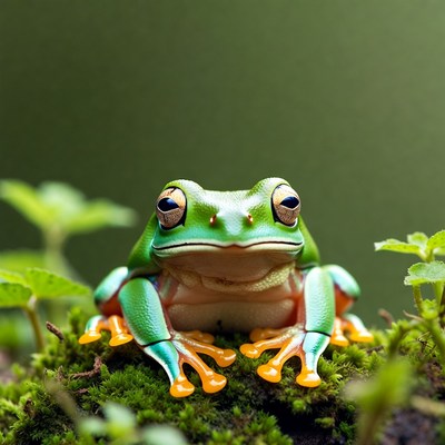 Colorful Tree Frog on Moss