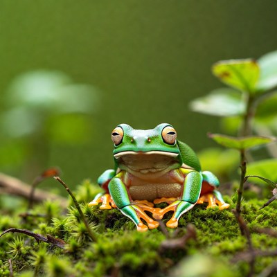 Red-eyed tree frog on moss