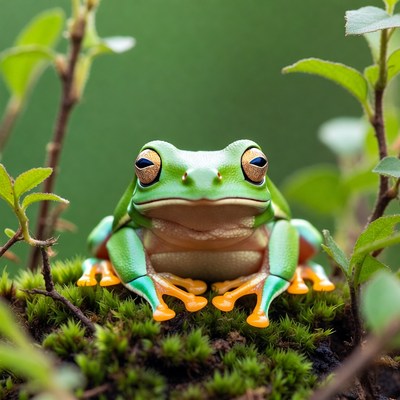 Red-eyed tree frog on moss