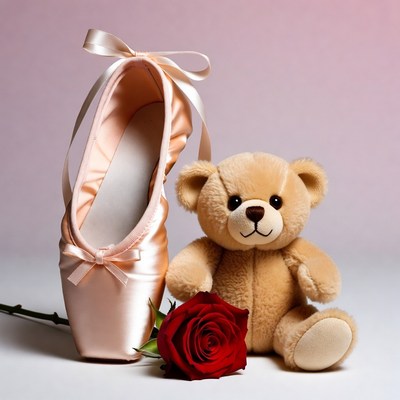 Pink Ballet Shoes with Teddy Bear