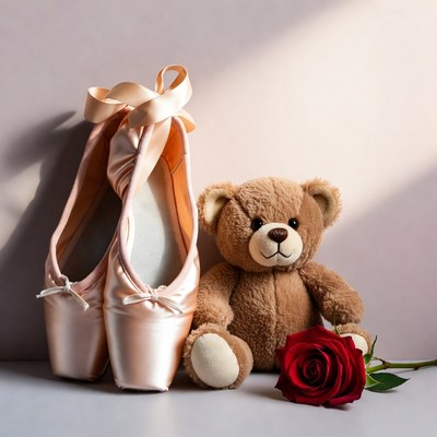 Pink Ballet Slippers with Teddy Bear