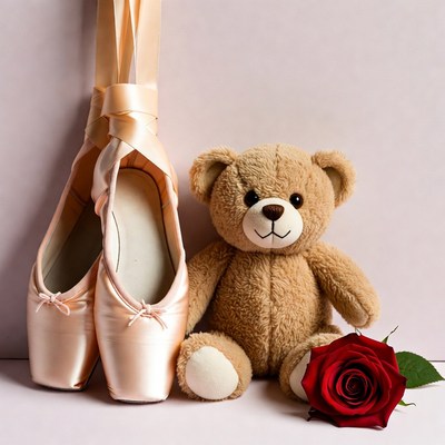 Pink Ballet Shoes with Teddy Bear