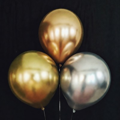 Three Gold and Silver Balloons